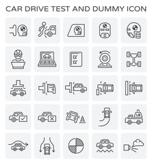 Car test drive and dummy vector icon set.