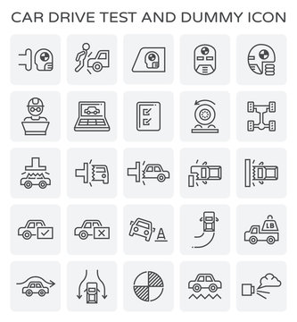 Car test drive and dummy vector icon set.