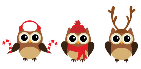 Naklejka premium Vector Fun Owls