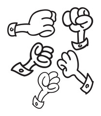 Hands with four fingers in shape of fist vector.