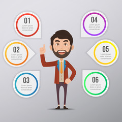 Multicolor Business Infographic Design Template. For Assets and Creative Works. Businessman Illustration