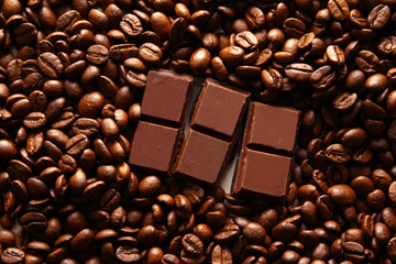 Chocolate and coffee beans as wallpaper