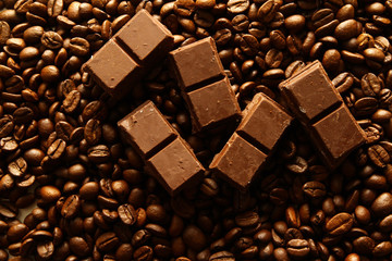 Chocolate and coffee beans as wallpaper