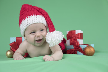 Christmas, Happy baby crawling