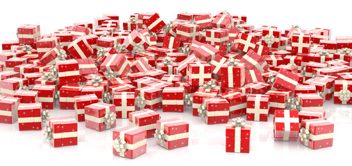 Christmas gift boxes isolated on white background