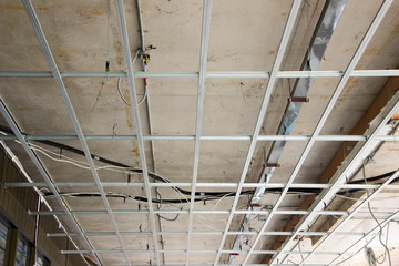Ceiling tiles and new office electrical system.