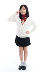 Fototapeta premium Portrait of beautiful Asian girl on white background isolated