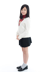 Fototapeta premium Portrait of beautiful Asian girl on white background isolated