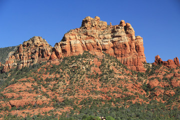 Red rock formation in Red Rock State Park along Oak Creek Canyon, a riparian habitat in Verde Valley, within Yavapai county, Sedona, Arizona, USA including Coconino National Forest.