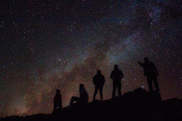 friends under milky way 
