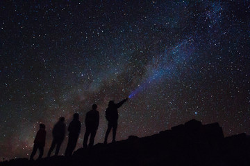Friends under milky way 