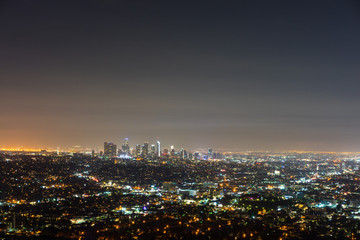 Amazing view of Los Angeles city at night