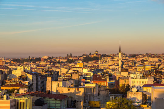 Istanbul sunset panorama