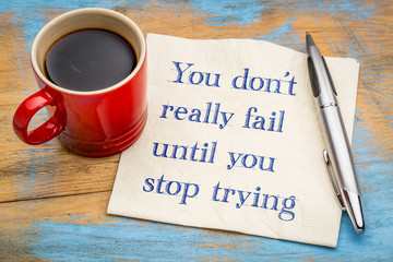 You do not really fail until you stop trying