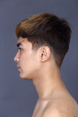 Obraz premium Asian man before make up hair style. no retouch, fresh face