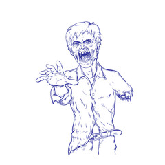 Hand drawn Zombie. Vector illustration, eps 10.