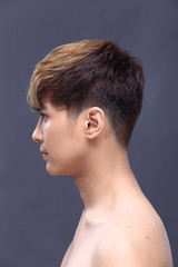 Obraz premium Asian man after make up hair style. no retouch, fresh face