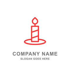 Candle Flame Light Icon Logo Vector Illustration