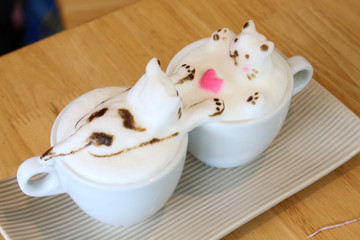 cat cafe 3D cute with pink heart
