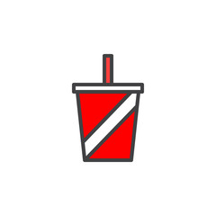 Soft drink filled outline icon, line vector sign, linear colorful pictogram isolated on white. Nonalcoholic beverage symbol, logo illustration. Pixel perfect vector graphics