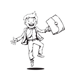 Happy businessman jumping. Vector illustration