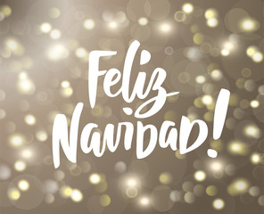 Feliz Navidad text. Holiday greetings spanish quote isolated on white. Great for Christmas cards, gift tags and labels.