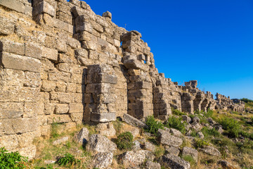 Ruins of ancient city in Side, Turkey