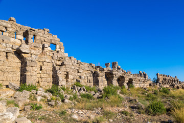 Ruins of ancient city in Side, Turkey
