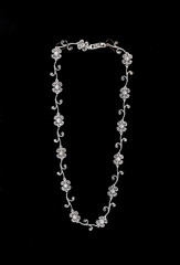 Close up of Diamond Necklace on black background