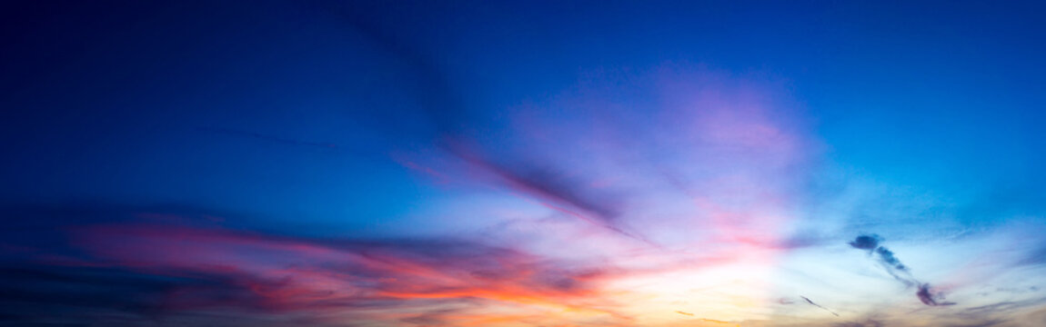 Panorama twilight nature sky and cirrus cloud