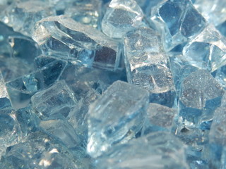 Blue glass grains