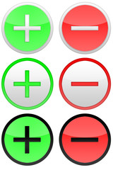 Pro and contra round icons on the white background.