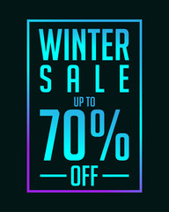 Winter Sale - Up to 70%, Vector for greeting, holiday, season
