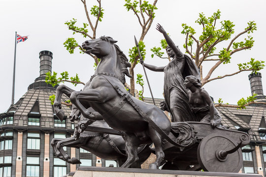 Boadicea statue, ancient queen of English tribe, in London, England