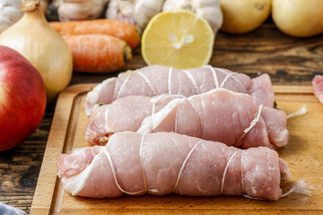 Meat stuffed with mushrooms