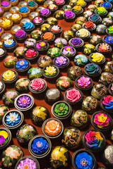 Handcrafted soap flowers at night market in Chiang Mai Thailand