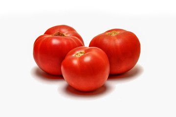 Red tomato on a white background