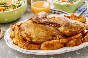 Roasted chicken with apples