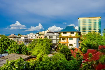 Fototapeten Chiang Mai city with blue sky and green plant © 06photo