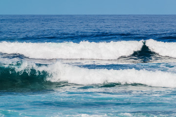 Large waves in the resort La Santa. Good place for bodyboarding and surfing. Lanzarote. Canary Islands. Spain