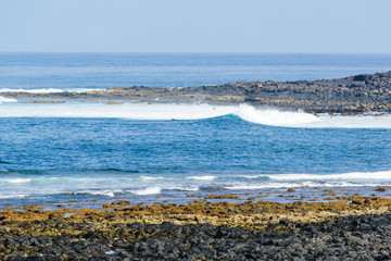 La Santa is a good place for bodyboarding and surfing. Lanzarote. Canary Islands. Spain