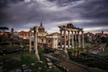 Fototapeta na wymiar Roman Forum at Sunset