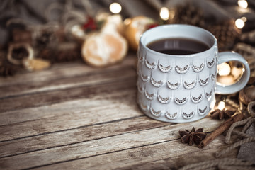 Obraz na płótnie Canvas Christmas cozy Cup of tea
