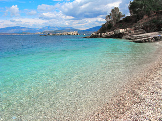 blue lagoon coast landscape ionian sea on Corfu island