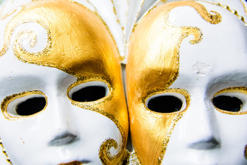 Gypsum sculpture of the venecian masks
