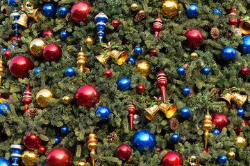 Decorated Christmas tree background