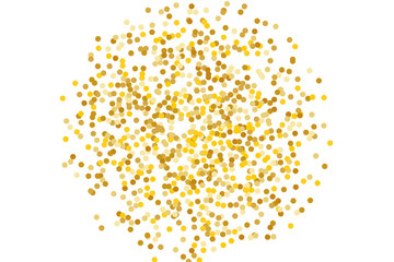 Background with Golden glitter, confetti. Gold polka dots, circles, round.  Typographic design. Bright festive, festival pattern © annagolant