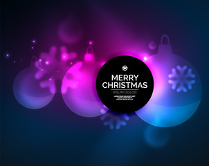 Glowing Christmas ball and snowflakes vector template