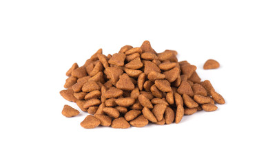 Dry food for dog and cat, isolated on white background