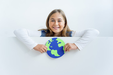 Kids with a globe